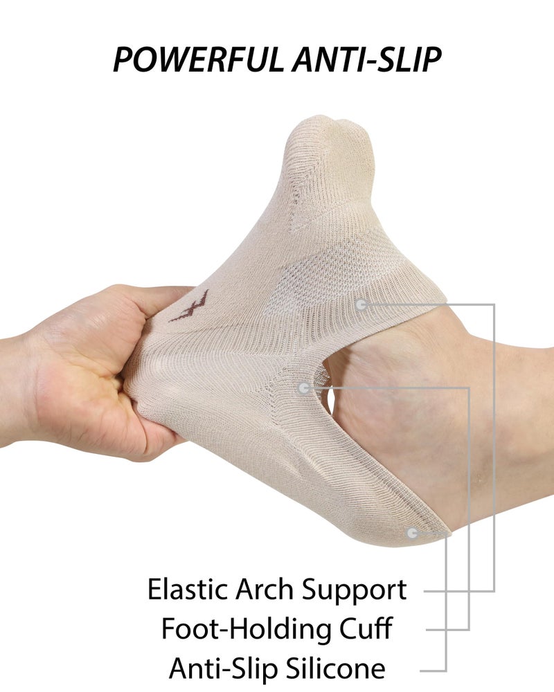 Pro Mountain No Show Socks Women Wide Toe Box For Health Y Heel Forefoot Size M Mix 8 Pack Cotton Cushion Footies Loafer Sneakers US Shoe 8-10 - Image 3